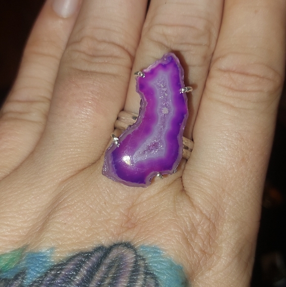 Solar Agate Druzy Ring Size 9.25 - Picture 5 of 8